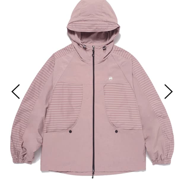 허그유어스킨 스트라이프 바람막이 애쉬핑크
