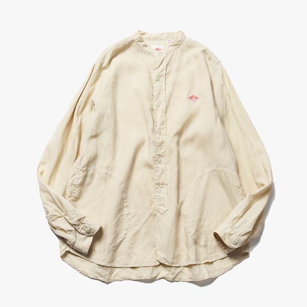 DANTON - BAND COLLAR LINEN SHIRT