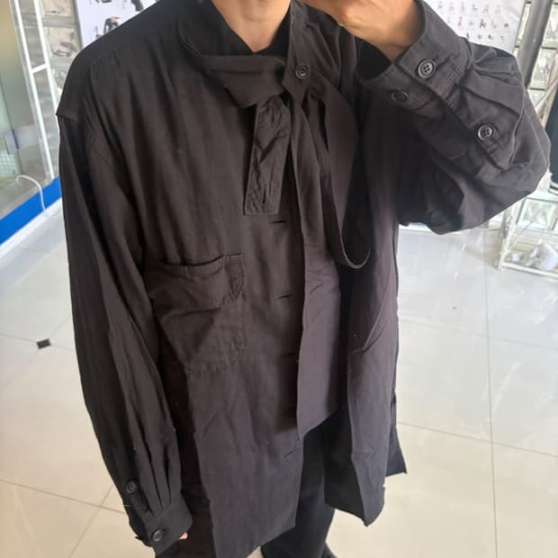 double gauze band collar stole shirt