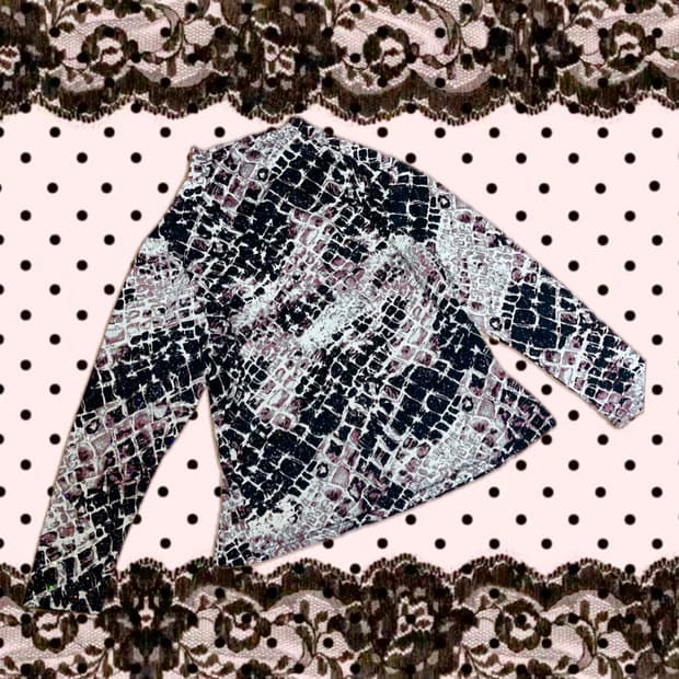 뱀피 패턴 긴팔 블라우스 갸루 긱시크 호피 VTG y2k 공겜여주고스펑크