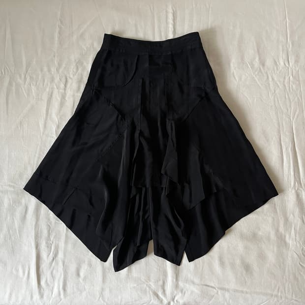 asymmetrical silk skirt