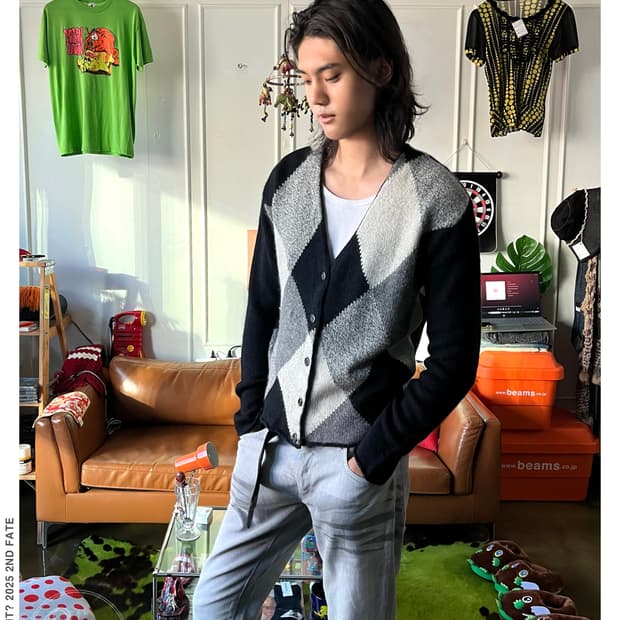 KIYOKO TAKASE Argyle Wool Knit Cardigan