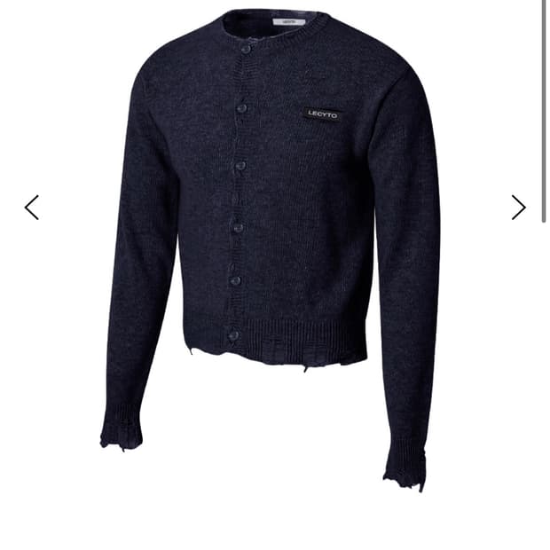 Destroyed Round Wool Knit Cardigan