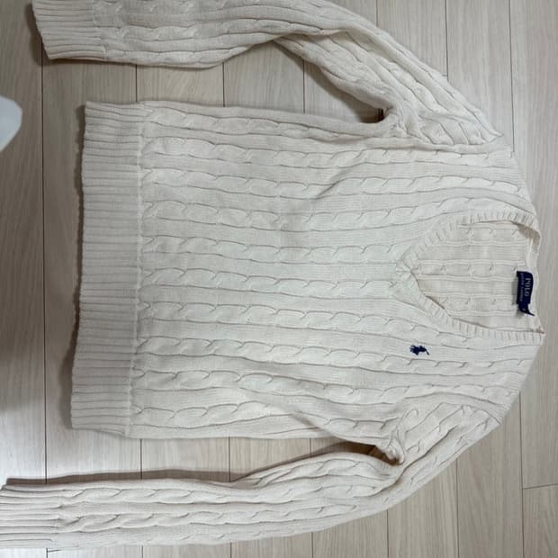 폴로 케이블 니트 아이보리 M