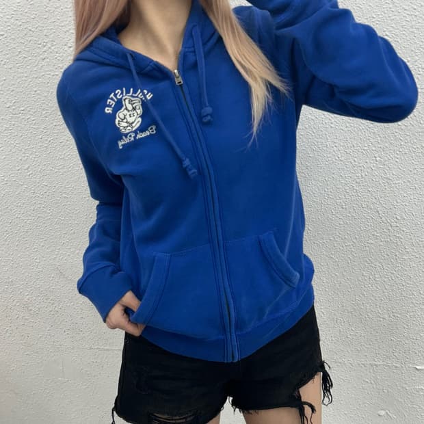 홀리스터 센터패치 블루 후드집업 L