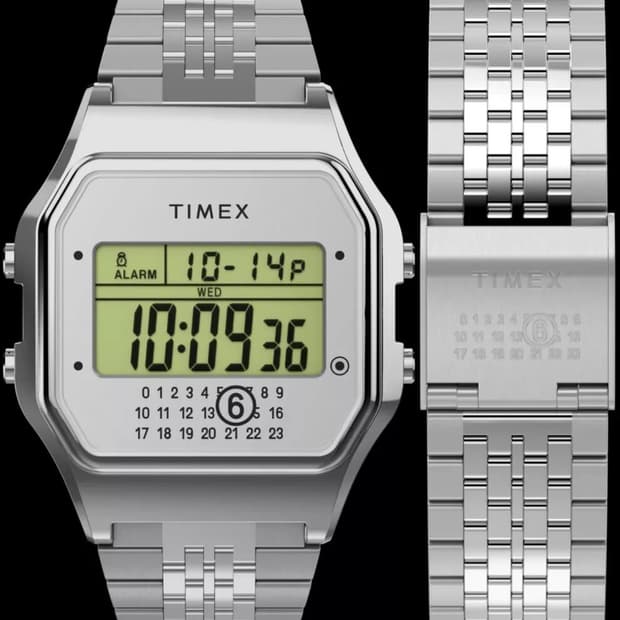 TIMEX T80 MM6 콜라보 실버색 손목 시계 (풀세트)