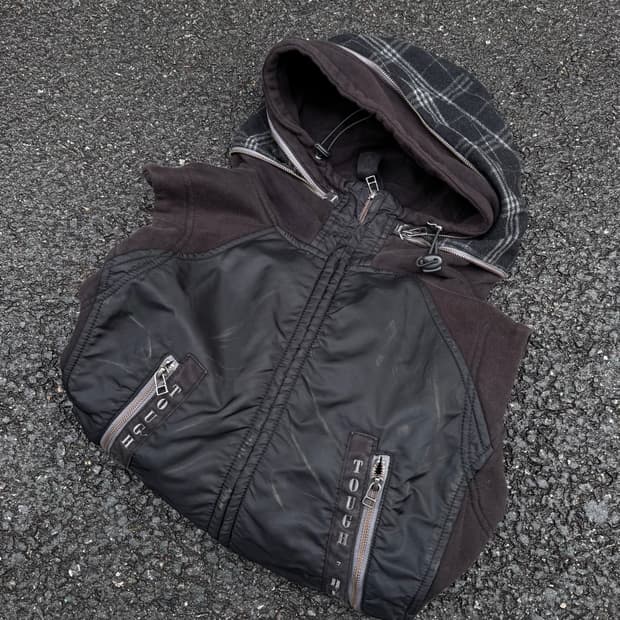 Tough Jeansmith 지퍼 디테일 후드 베스트 