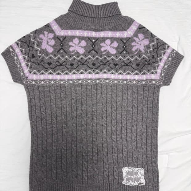 모리걸 사와코 반팔 목폴라 니트