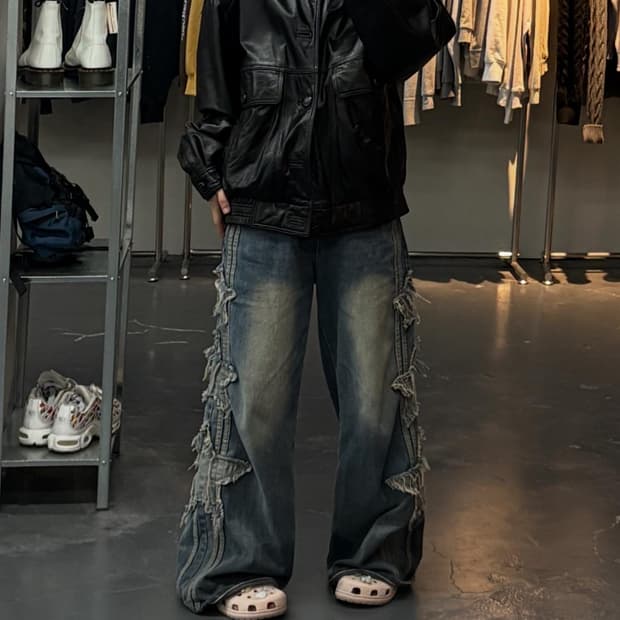 빈티지 블랙 레더자켓 (퍼 탈부착 가능) A1965