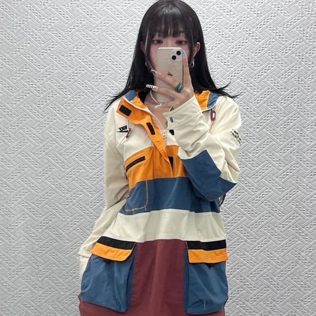 나이키 올드스쿨 레트로 트러커 컬러블럭 바람막이 아노락 XL C13115