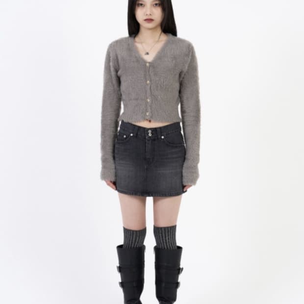 애즈온 마카롱 가디건 그레이