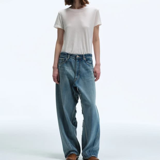 스티치컴즈블루 커브드 절개 트위드핏 데님 2size _ 여성