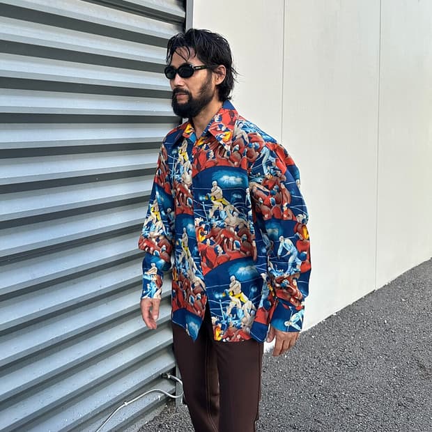 Vintage 70's Disco Boxing Print Shirt