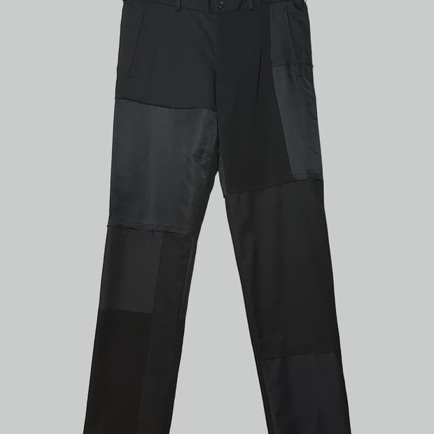 꼼데가르송 블랙 패치워크 팬츠