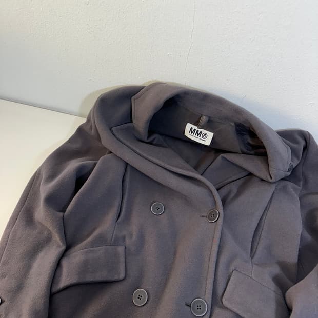 36 우먼S-M 메종마르지엘라 MM6 그레이 캐시미어혼방 리얼버튼 더블코