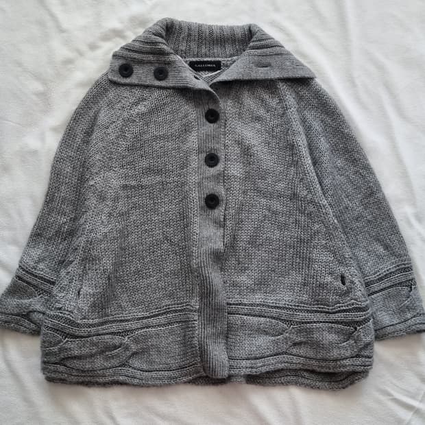 빈티지 모리걸 하구미 그레이 니트 케이프 망토