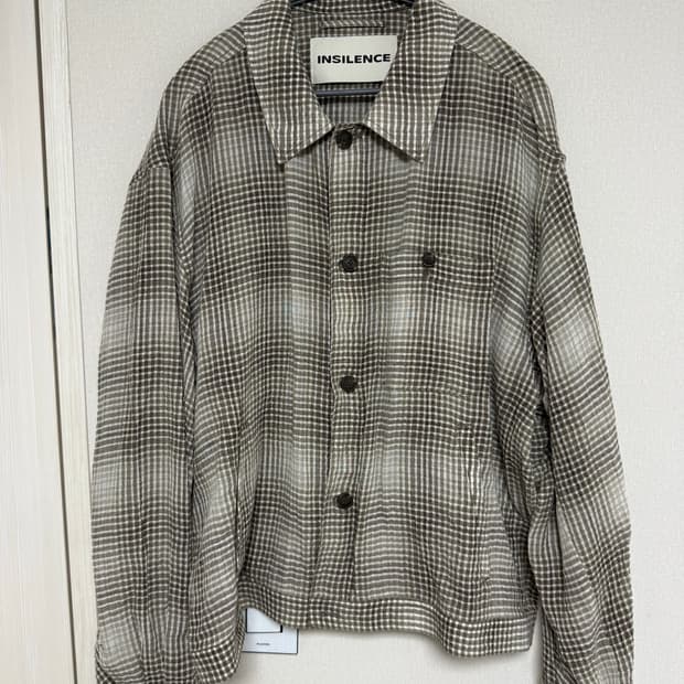 INSILENCE 린넨 체크 자켓 (L, 105)