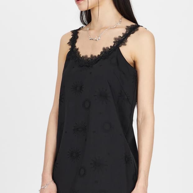 [Youth_ Lace-Trimmed Slip Dress/Black]