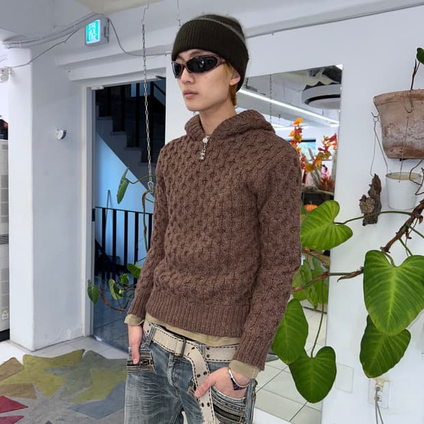 heavy knit hoodie