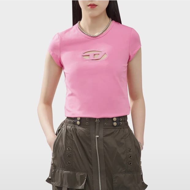 디젤 T앤지 피카부 티셔츠 핑크