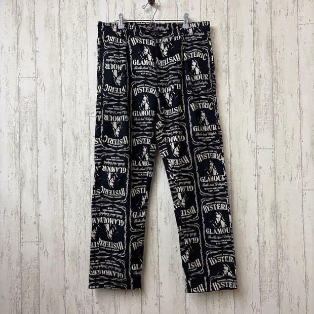 히스테릭 글래머 위스키 라벨 로고 팬츠