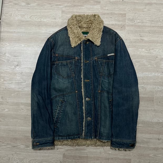 빈폴 진스 양털 카라 워싱 데님 무스탕 청자켓 [인디고] L/100
