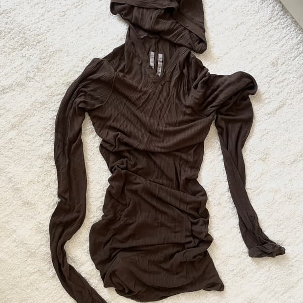 릭오웬스 후디 리브드 롱 슬리브