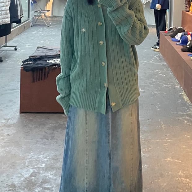 세터 세이지그린 부클 가디건 H1163