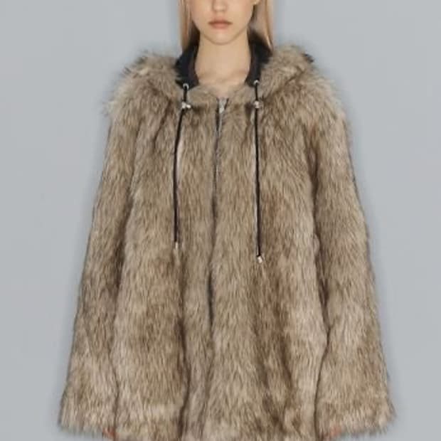 Openyy REVERSIBLE FAUX FUR HOOD JACKET, 