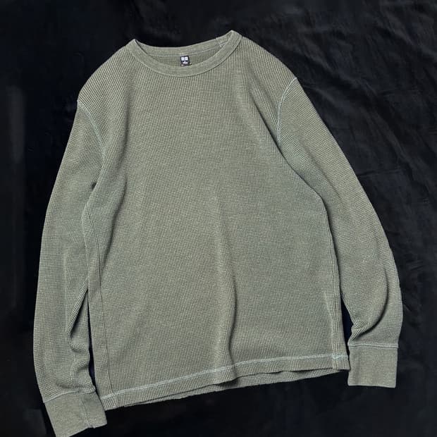 일본빈티지 유니클로 와플 긴팔티