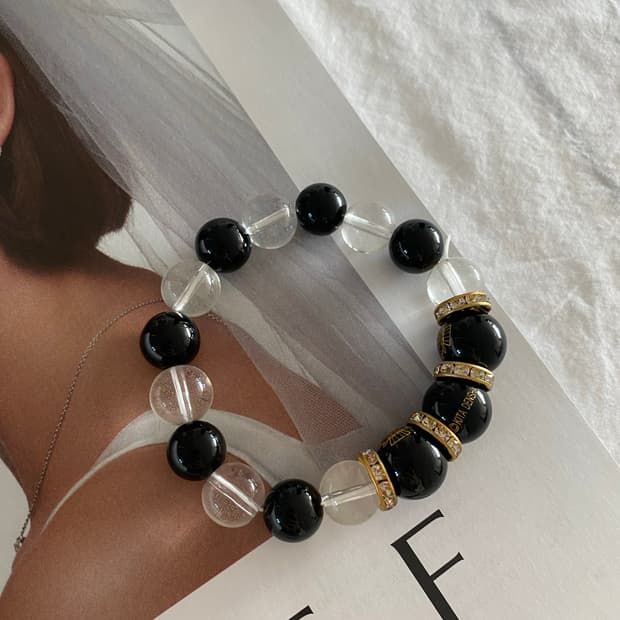 블랙 크레스탈 비즈 팔찌