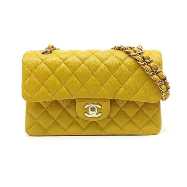 샤넬 클래식 캐비어 스몰 옐로우