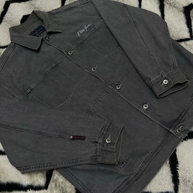 [2XL]Phat Farm 90s 자수 데님 자켓/실버그레이