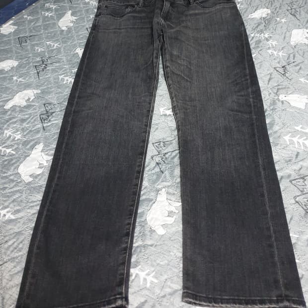 유니클로 진스 워싱 데님팬츠 흑청 (40)