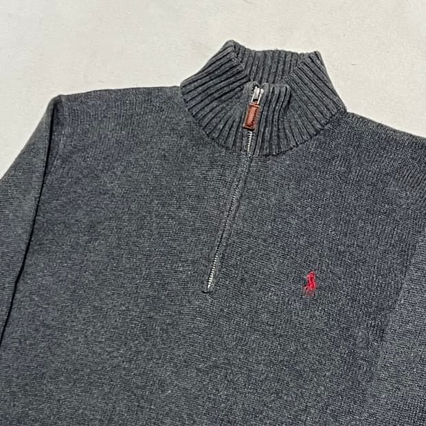M 폴로랄프로렌 챠콜 코튼 반집업 니트
