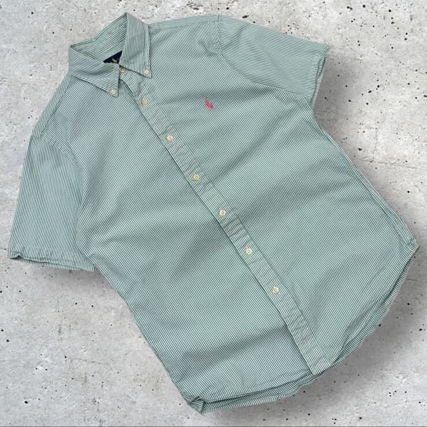 [S] 폴로 랄프로렌 시어서커 스트라이프 반팔 셔츠 C371