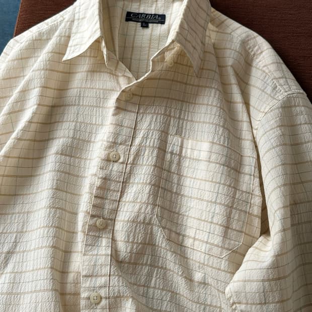 Design check fabric H/S shirt