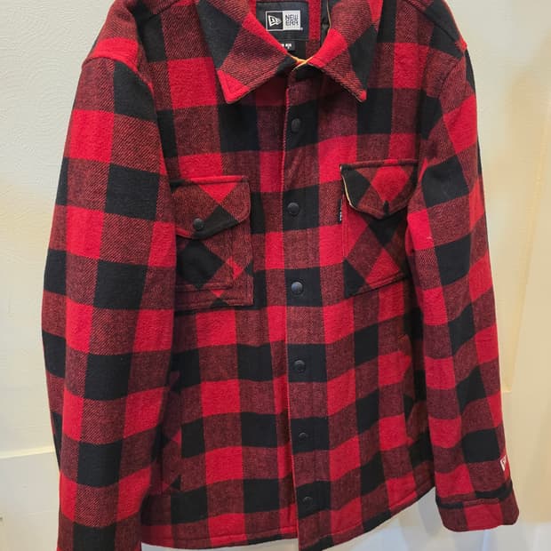 뉴에라 레드 블랙 체크 셔츠 자켓 M