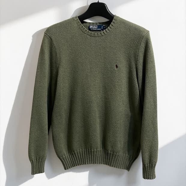 폴로 랄프로렌 카키 코튼 니트