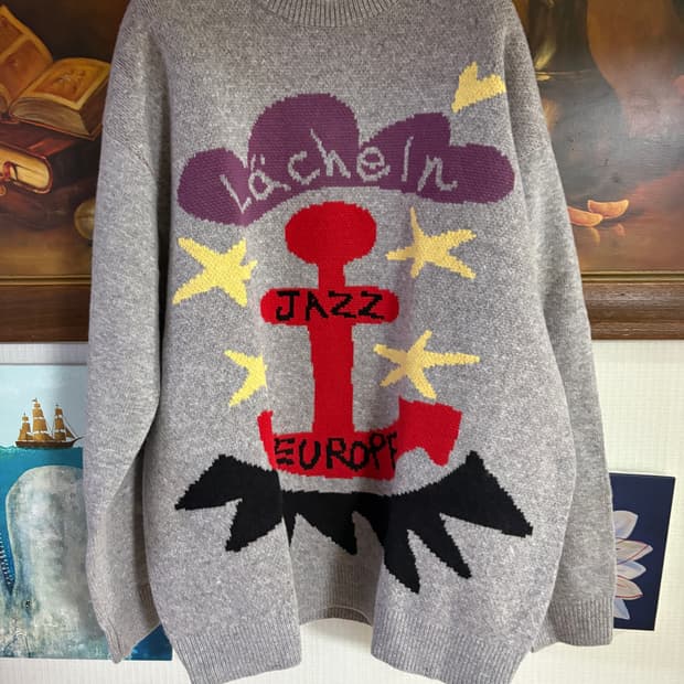 (새상품) 더 뮤지엄 비지터 마린 자카드 니트 L