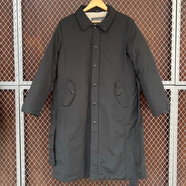 에디바우어 벨티드 카키 양모 롱 패딩 코트 자켓 L