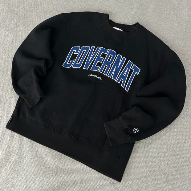 커버낫 블랙 기모 맨투맨 티셔츠 m