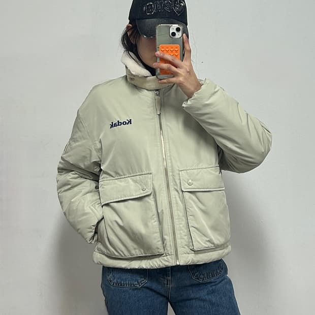 코닥 에센셜 플리스 카라형 패딩 자켓