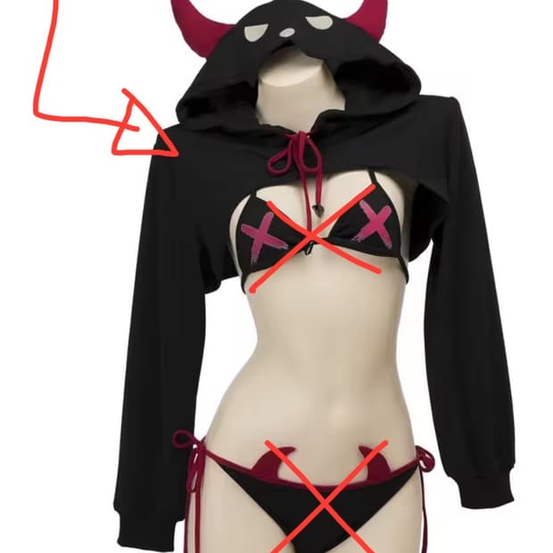 펑크룩 악마 후드 볼레로 가디건