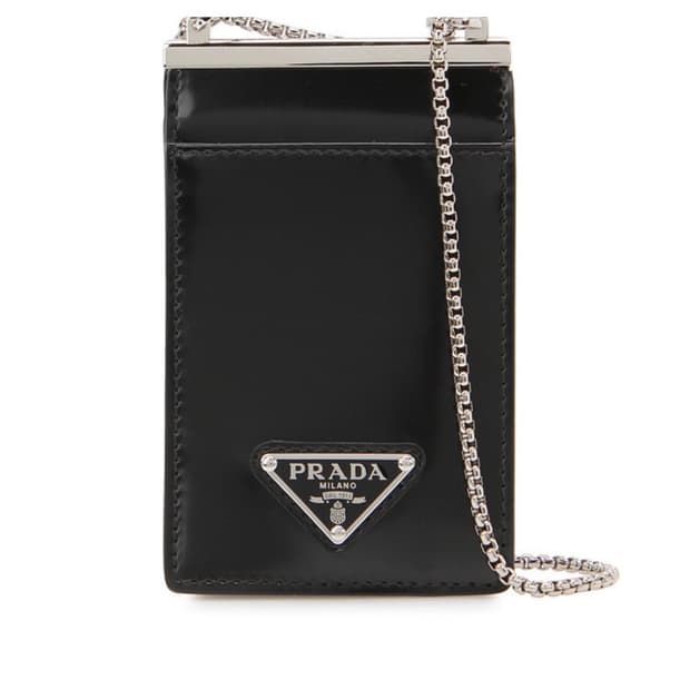 Prada 브러시드 미니체인 카드지갑