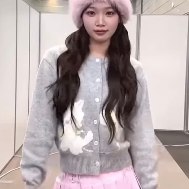 졸리레이드 캐시 니트 가디건 라일락