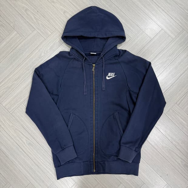 네이비색 나이키 로고 후드 집업
