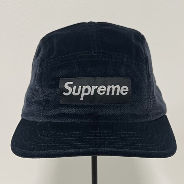 슈프림 2008 헤링본 캠프캡 네이비