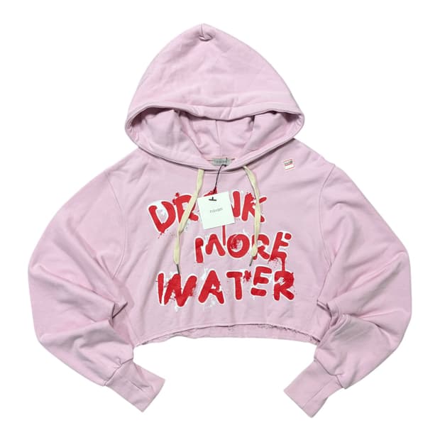 💖 노이안 DRINK MORE WATER 레터링 크롭 후드티 [굿세링]