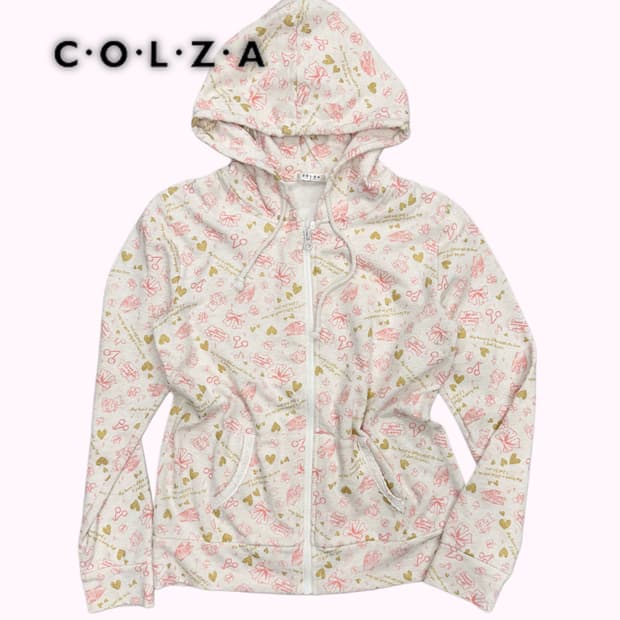 kitsch cute pattern hood zip-up
